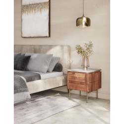 Κομοδίνο Grace Μασίφ Ξύλο Μάνγκο - Μάρμαρο 50x35x55 εκ. - Καφέ