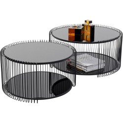 Τραπέζι Μέσης  Wire Double Μεταλλικό Μαύρο (2/Set) 33*69*69εκ. - Μαύρο