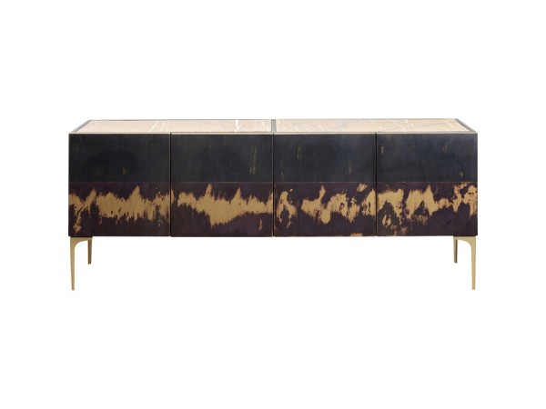 Μπουφές Fuoco Μεταλλικό Μαύρο 183x43x75εκ. - Μαύρο
