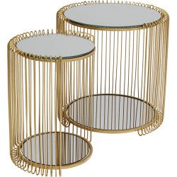 Τραπέζι Βοηθητικό  Wire Double Μεταλλικό Χρυσό (2/Set) 46*45*45εκ. - Χρυσό