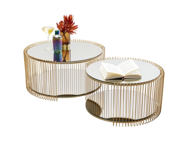 Τραπέζι Μέσης Wire Double Μεταλλικό Χρυσό (2/Set) 33.5x69.5x69.5 εκ. - Χρυσό Τραπέζι Μέσης Wire Double Μεταλλικό Χρυσό (2/Set) 33.5x69.5x69.5 εκ. - Χρυσό