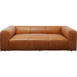 Καναπές Τριθέσιος Cubetto Δερμάτινος Καφέ 220x110x67εκ. - Καφέ