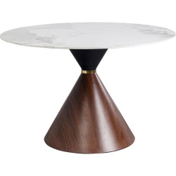 Τραπέζι Τραπεζαρίας Cono Κεραμικό Καφέ 120x120x76εκ. - Καφέ
