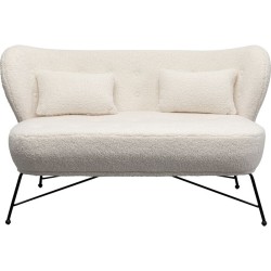 Διθέσιος Καναπές Jacky Μπουκλέ Λευκός  139x48x83εκ. - Μπεζ