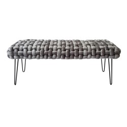 Πάγκος Weave Βελούδο Γκρι 128x50x45εκ. - Γκρι