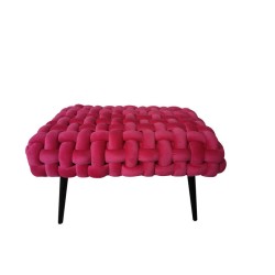 Πάγκος Weave Βελούδο Ροζ 66x40x42εκ. - Ροζ