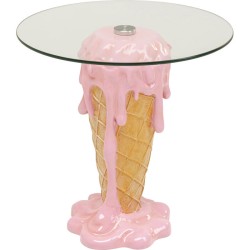 Τραπέζι Βοηθητικό  Ice Cream Γυαλί Ροζ 48*48*49εκ. - Ροζ
