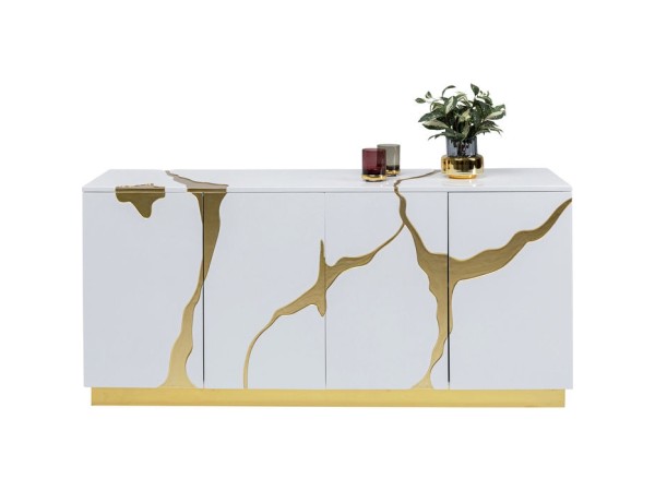 Μπουφές Cracked Ξύλο Λευκό 165x46x80εκ - Χρυσό Μπουφές Cracked Ξύλο Λευκό 165x46x80εκ - Χρυσό
