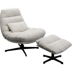 Swivel Armchair + Stool Columbia - Γκρι