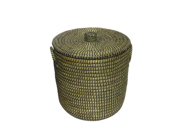 AFRICA ΚΑΛΑΘΙ ΜΕ ΚΑΠΑΚΙ 45x45x50cm KANSGRASS ΦΥΣΙΚΟ ΜΑΥΡΟ PVC