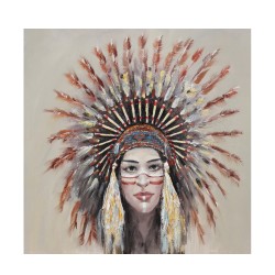INDIAN GIRL ΠΙΝΑΚΑΣ ΔΙΑΚΟΣΜΗΣΗΣ 90x90x4cm ΚΑΜΒΑΣ ΞΥΛΟ