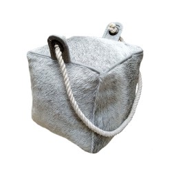 PUERTA ΔΙΑΚΟΣΜΗΤΙΚΟ DOOR STOPPER 15x15x15cm ΔΕΡΜΑ ΓΚΡΙ ΒΑΜΒΑΚΙ
