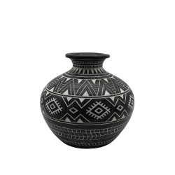 MAYA ΒΑΖΟ 25x25x22cm POLYRESIN ΜΑΥΡΟ ΛΕΥΚΟ