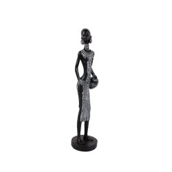 IRAMBA 1 ΔΙΑΚΟΣΜΗΤΙΚΗ ΦΙΓΟΥΡΑ 8x8x35cm POLYRESIN ΜΑΥΡΟ ΛΕΥΚΟ