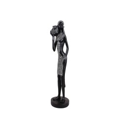 IRAMBA 2 ΔΙΑΚΟΣΜΗΤΙΚΗ ΦΙΓΟΥΡΑ 9x9x35cm POLYRESIN ΜΑΥΡΟ ΛΕΥΚΟ