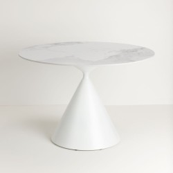 ATRIUM ΤΡΑΠΕΖΙ ΛΕΥΚΟ ΜΕ ΟΨΗ ΜΑΡΜΑΡΟΥ 110x110x76cm