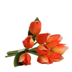 TULIPE ΛΟΥΛΟΥΔΙ ΤΕΧΝΗΤΟ ΜΠΟΥΚΕΤΟ 16x16x30cm ΥΦΑΣΜΑ ΠΟΡΤΟΚΑΛΙ POLYESTER