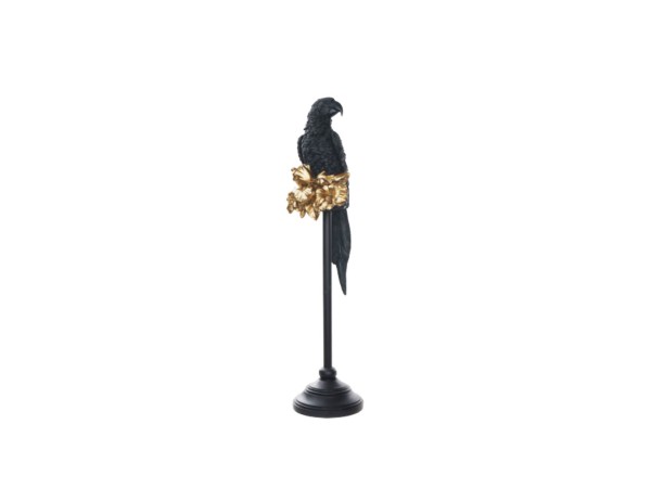 PERROQUET 2 ΔΙΑΚΟΣΜΗΤΙΚΟ ΠΑΠΑΓΑΛΟΣ 15x18x64cm POLYRESIN ΜΑΥΡΟ ΧΡΥΣΟ