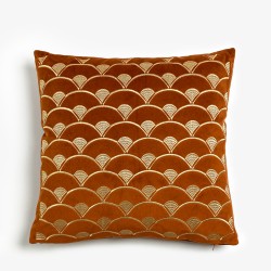 SUNRISE ΔΙΑΚΟΣΜΗΤΙΚΟ ΜΑΞΙΛΑΡΙ 45x45cm ΒΕΛΟΥΔΟ TERRACOTTA ΧΡΥΣΟ