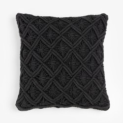 AL MANO ΔΙΑΚΟΣΜΗΤΙΚΟ ΜΑΞΙΛΑΡΙ 45x45x5cm ΒΑΜΒΑΚΙ ΜΑΥΡΟ POLYESTER