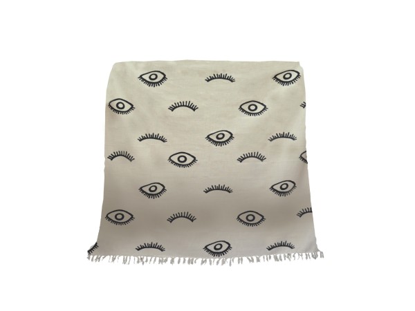 EYES WHITE ΡΙΧΤΑΡΙ ΔΙΑΚΟΣΜΗΤΙΚΟ 130x170cm ΒΑΜΒΑΚΙ ΛΕΥΚΟ ΜΑΥΡΟ