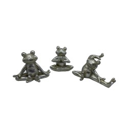 FROGGIES ΔΙΑΚΟΣΜΗΤΙΚΟ ΒΑΤΡΑΧΟΣ SET 3ΤΜΧ 16x8x11cm POLYRESIN ΑΣΗΜΙ