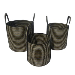 YIRMI ΚΑΛΑΘΙ SET 3ΤΜΧ 40x40x40cm ΓΙΟΥΤΑ ΦΥΣΙΚΟ ΜΑΥΡΟ