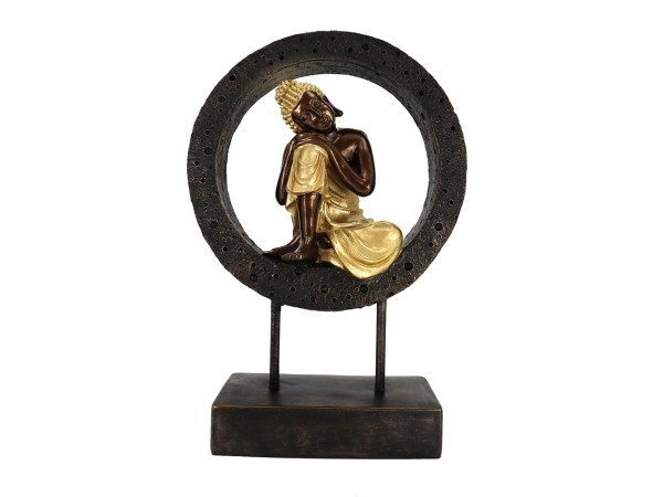 BUDDHA CIRCLE ΔΙΑΚΟΣΜΗΤΙΚΟ TOTEM 24x11x35cm POLYRESIN ΜΑΥΡΟ ΧΡΥΣΟ