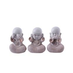 BULU ΔΙΑΚΟΣΜΗΤΙΚΟ ΒΟΥΔΑΣ SET 3ΤΜΧ 10x8x13cm POLYRESIN TERRACOTTA ΓΚΡΙ