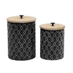 CRUSE ΚΟΥΤΙ ΑΠΟΘΗΚΕΥΣΗΣ SET 2ΤΜΧ 19x19x28cm ΜΕΤΑΛΛΟ ΜΑΥΡΟ ΦΥΣΙΚΟ ΞΥΛΟ