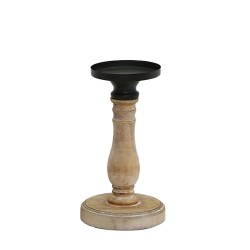JUPITER ΚΗΡΟΠΗΓΙΟ 13x13x24cm ΞΥΛΟ ΦΥΣΙΚΟ ΜΑΥΡΟ ΜΕΤΑΛΛΟ