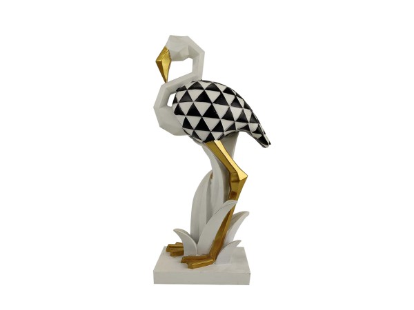 LUCIEN ΔΙΑΚΟΣΜΗΤΙΚΟ ΦΛΑΜΙΝΓΚΟ 19x11x37cm POLYRESIN ΛΕΥΚΟ ΜΑΥΡΟ ΧΡΥΣΟ
