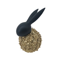 BLOOM RABBIT ΔΙΑΚΟΣΜΗΤΙΚΟ ΛΑΓΟΣ 12x9x18cm POLYRESIN ΧΡΥΣΟ ΜΑΥΡΟ