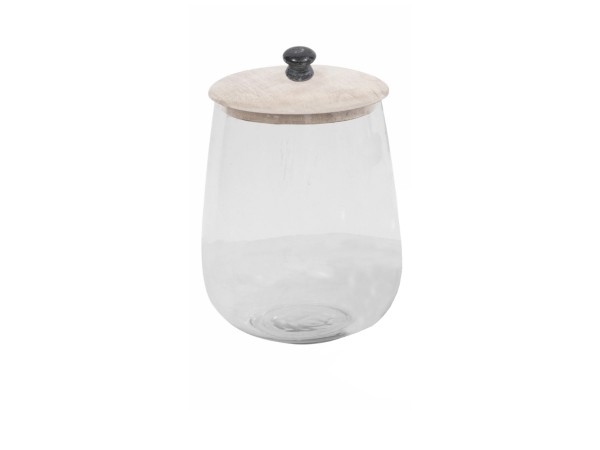 ACTIA ΔΟΧΕΙΟ ΑΠΟΘΗΚΕΥΣΗΣ ΜΕ ΚΑΠΑΚΙ 18x18x26cm ΓΥΑΛΙ WHITE WASHED ΞΥΛΟ