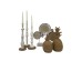 LA POUPEE ΚΗΡΟΠΗΓΙΟ SET 3ΤΜΧ 11x11x45cm ΜΕΤΑΛΛΟ ΛΕΥΚΟ ΦΥΣΙΚΟ ΞΥΛΟ