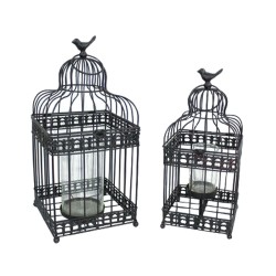 DAISY ΔΙΑΚΟΣΜΗΤΙΚΟ ΚΛΟΥΒΙ SET 2ΤΜΧ 20x20x46cm ΜΕΤΑΛΛΟ ΜΑΥΡΟ ΓΥΑΛΙ