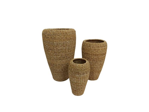 NEREA TALL ΓΛΑΣΤΡΑ SET 3ΤΜΧ 43x43x70cm SEAGRASS ΦΥΣΙΚΟ ΜΕΤΑΛΛΟ