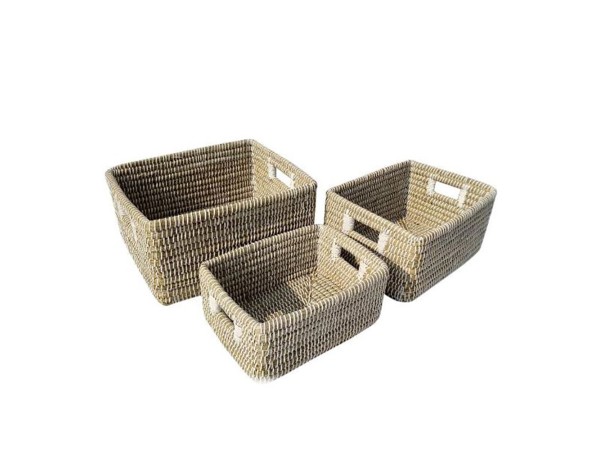 NILE ΚΑΛΑΘΙ SET 3ΤΜΧ 45x35x30cm KANSGRASS ΦΥΣΙΚΟ ΛΕΥΚΟ PVC NILE ΚΑΛΑΘΙ SET 3ΤΜΧ 45x35x30cm KANSGRASS ΦΥΣΙΚΟ ΛΕΥΚΟ PVC