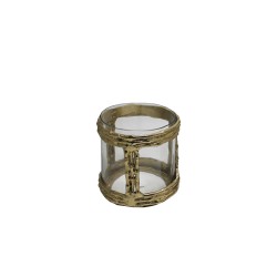 REED 14 ΚΗΡΟΠΗΓΙΟ 14x14x14cm ΑΛΟΥΜΙΝΙΟ ΧΡΥΣΟ ANTIQUE ΓΥΑΛΙ