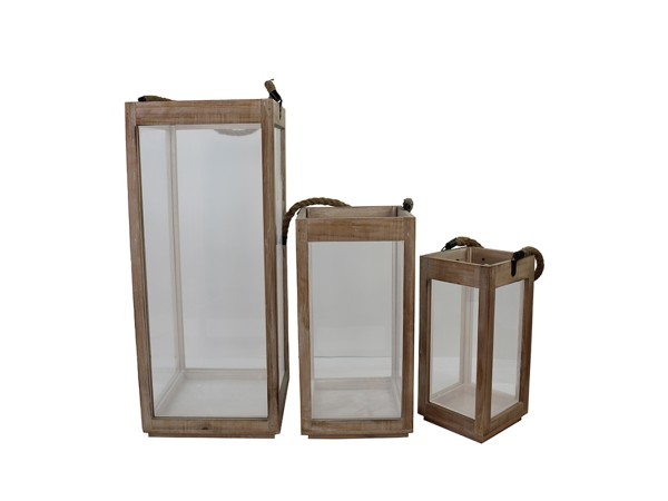 GAMAR ΦΑΝΑΡΙ SET 3ΤΜΧ 25x25x60cm ΞΥΛΟ ΦΥΣΙΚΟ ΓΥΑΛΙ GAMAR ΦΑΝΑΡΙ SET 3ΤΜΧ 25x25x60cm ΞΥΛΟ ΦΥΣΙΚΟ ΓΥΑΛΙ