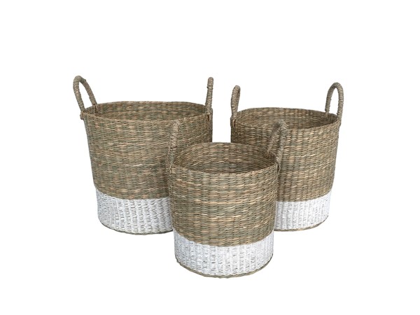 SIFNOS ΚΑΛΑΘΙ SET 3ΤΜΧ 33x33x39cm SEAGRASS ΦΥΣΙΚΟ ΛΕΥΚΟ SIFNOS ΚΑΛΑΘΙ SET 3ΤΜΧ 33x33x39cm SEAGRASS ΦΥΣΙΚΟ ΛΕΥΚΟ