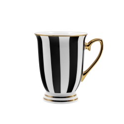 BRITISH ΚΟΥΠΑ 9x9x11cm NEW BONE CHINA ΛΕΥΚΟ ΜΑΥΡΟ ΧΡΥΣΟ