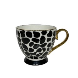 SAFARI ΚΟΥΠΑ 11x11x9cm NEW BONE CHINA ΛΕΥΚΟ ΜΑΥΡΟ ΧΡΥΣΟ