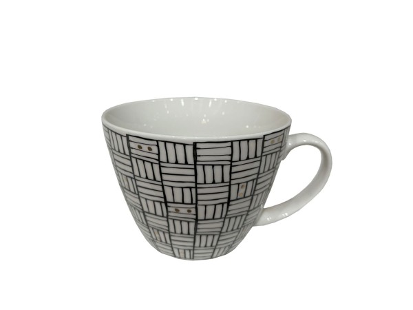 SERAX ΚΟΥΠΑ 11x11x8cm NEW BONE CHINA ΛΕΥΚΟ ΜΑΥΡΟ ΧΡΥΣΟ