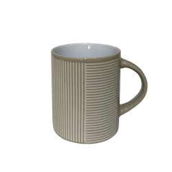 LINES ΚΟΥΠΑ 8x8x10cm STONEWARE ΜΠΕΖ ΛΕΥΚΟ