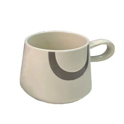 SCANDI ΚΟΥΠΑ 8x8x8cm NEW BONE CHINA ΛΕΥΚΟ ΓΚΡΙ ΑΝΟΙΧΤΟ