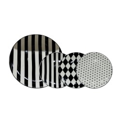 JOLIE ΠΙΑΤΟ ΓΛΥΚΟΥ SET 7ΤΜΧ 30x30x3cm NEW BONE CHINA ΛΕΥΚΟ ΜΑΥΡΟ