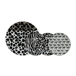 SAFARI ΠΙΑΤΟ ΓΛΥΚΟΥ SET 7ΤΜΧ 30x30x3cm NEW BONE CHINA ΛΕΥΚΟ ΜΑΥΡΟ