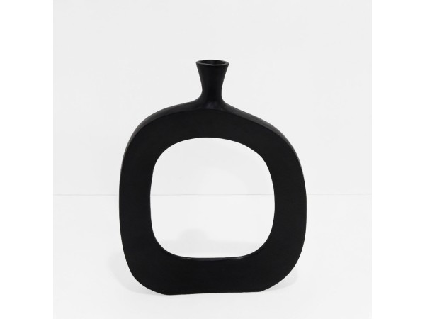 ABSTRACT OVAL ΒΑΖΟ 37x6x50cm ΑΛΟΥΜΙΝΙΟ ΜΑΥΡΟ