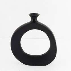 ABSTRACT CIRCLE ΒΑΖΟ 26x4x31cm ΑΛΟΥΜΙΝΙΟ ΜΑΥΡΟ